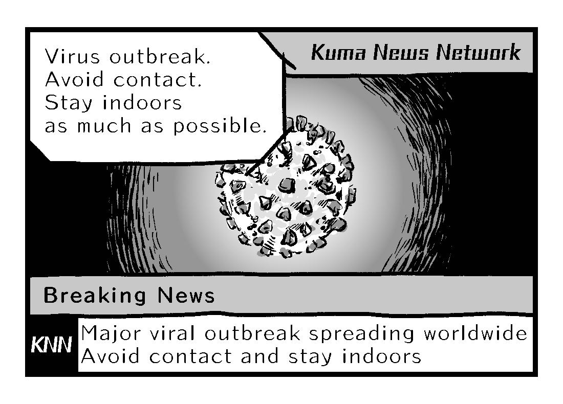 Corona virus outbreak announced on the news, with the recommendation to stay at home