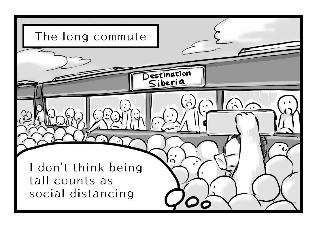 A long commute on a densely crowded train