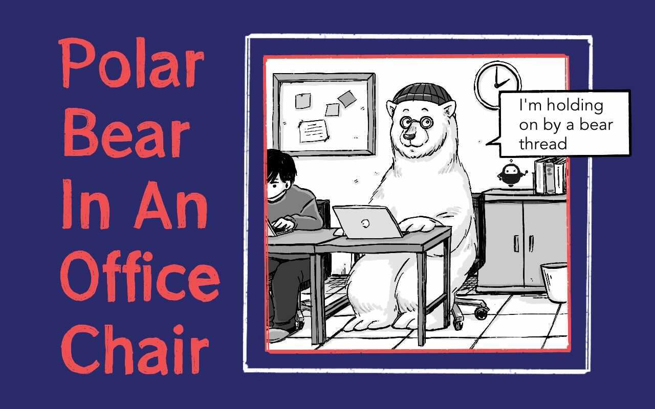 Polar bear sitting at the office